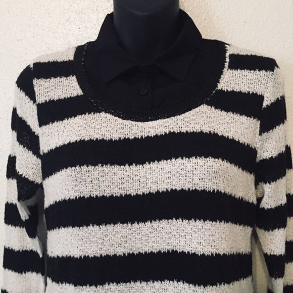 Iris Los Angels Striped Sheer Top Sweater - Picture 3 of 8